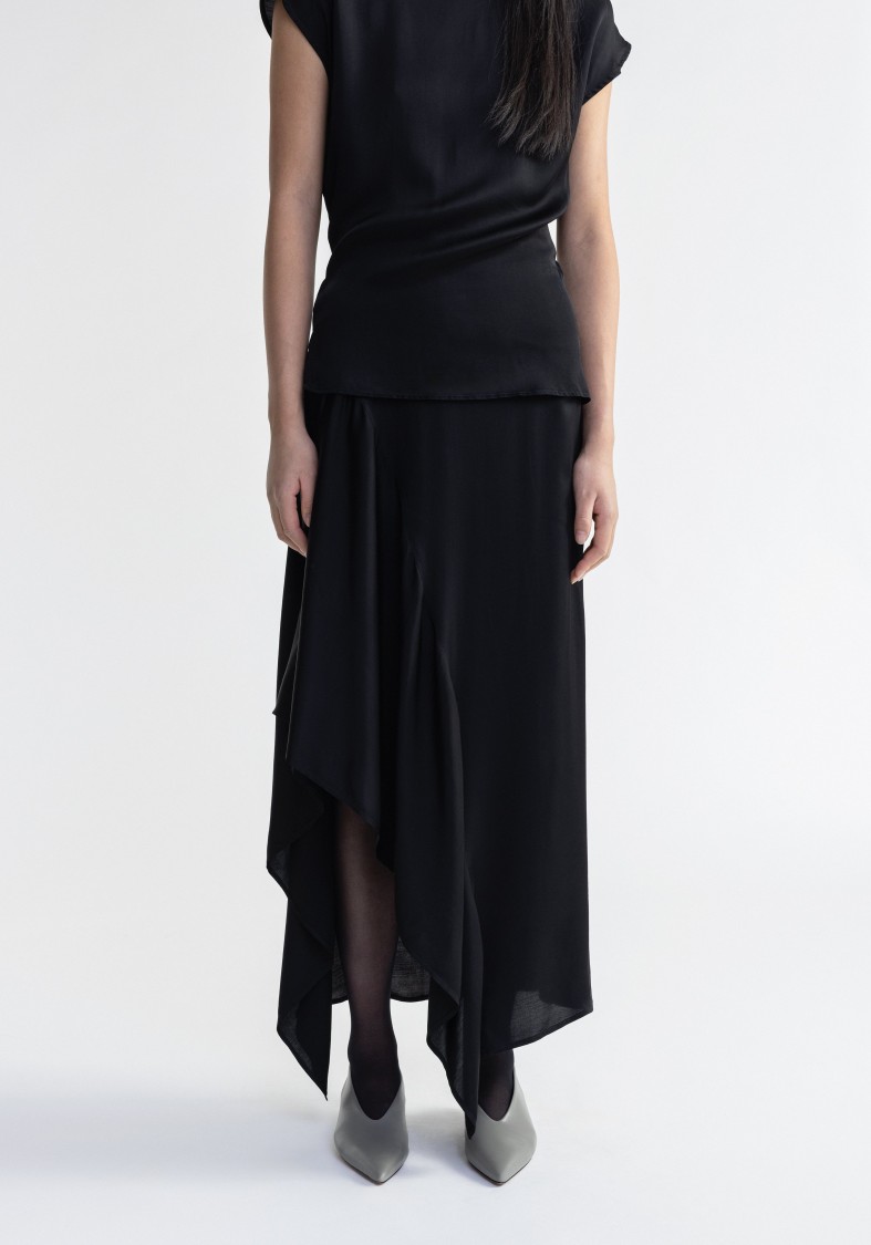 Shop Aeron Aster - Satin Maxi Skirt In Black