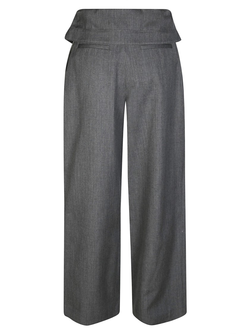 Jw Anderson J. W. Anderson Fold-over Design Grey Wool Trousers In Black