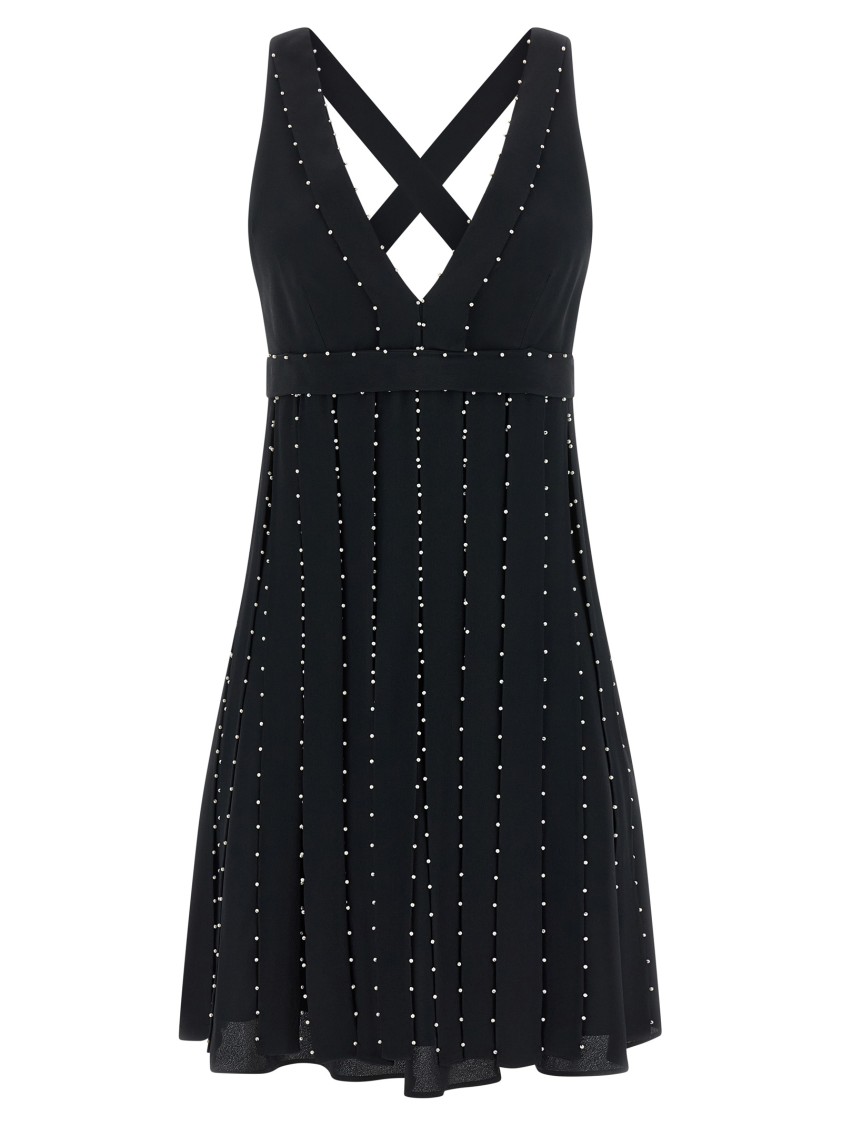 Giovanni Bedin Silk Blend Mini Dress With Pearl In Black