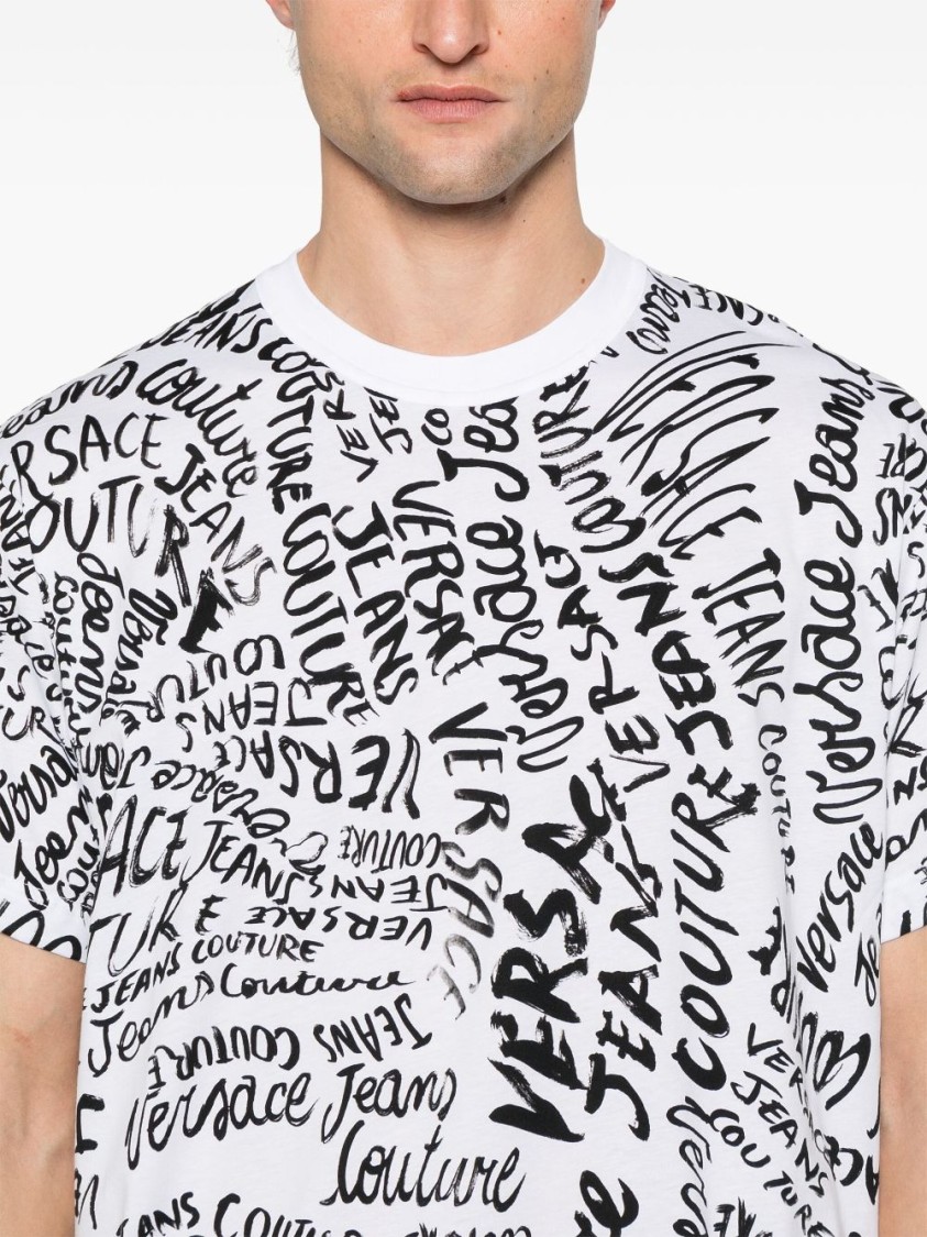 Shop Versace Jeans Couture Black Cotton T-shirt