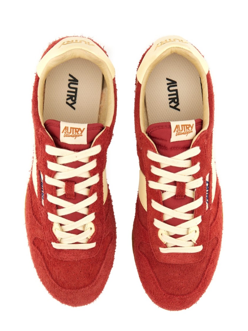 Autry Windspin Sneakers In Suede And Parrot Leather And Rutabaga In Red