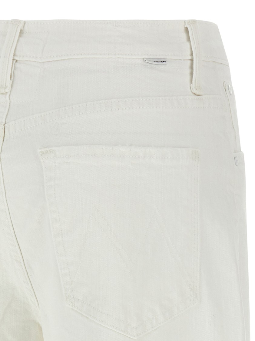Mother 'the Dodger Sneak' White Five Pocket Jeans In White