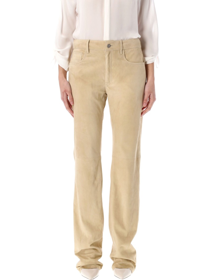 Polo Ralph Lauren Ralph Lauren Suede Leather Trousers In Neutrals