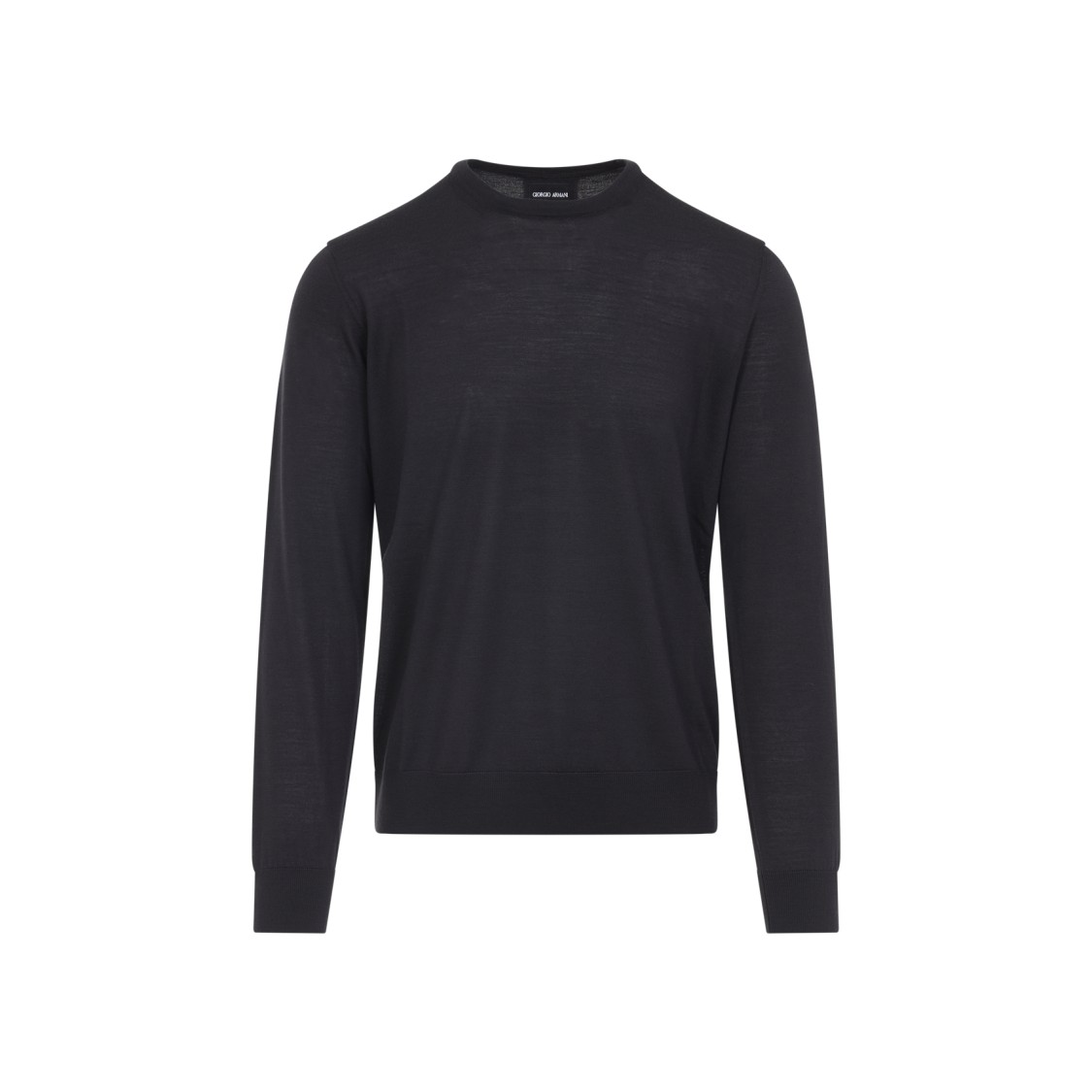 Giorgio Armani Crew Neck Sweater In Virgin Wool In Black