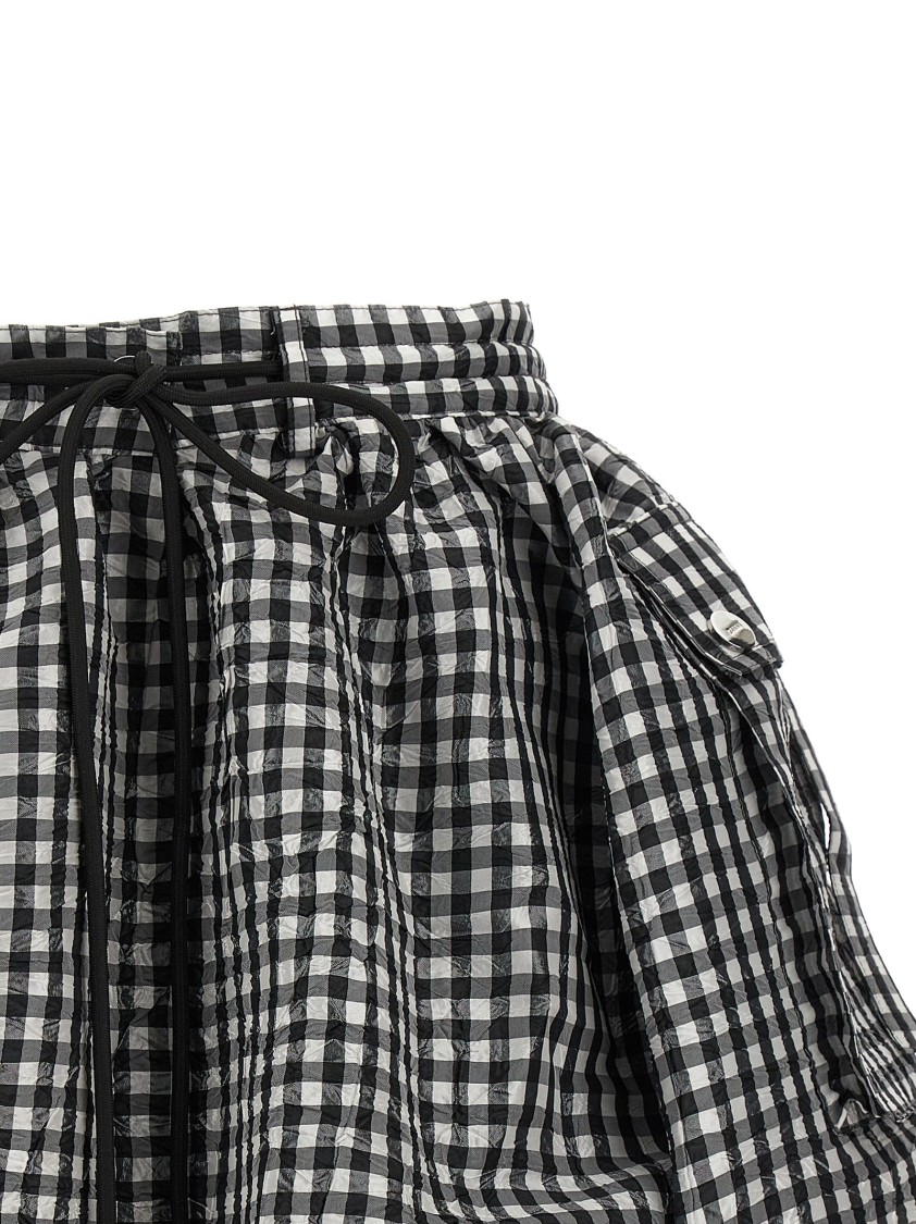 Ganni Vichy Pattern Balloon Miniskirt In Multi