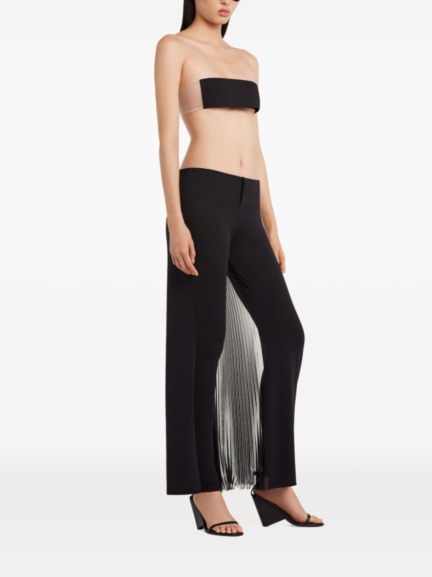 Shop Courrèges Tailored Black Trousers With Unique Fringe Detail