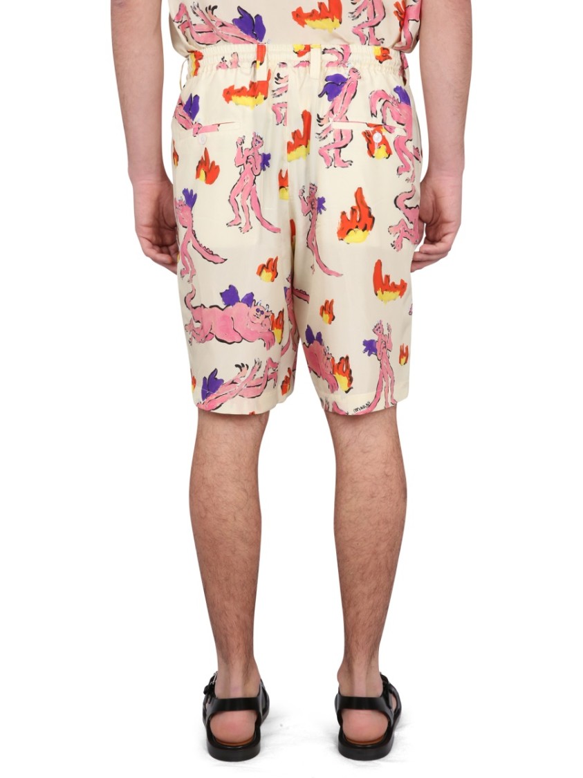 Marni Multicolor Printed Silk Bermuda Shorts