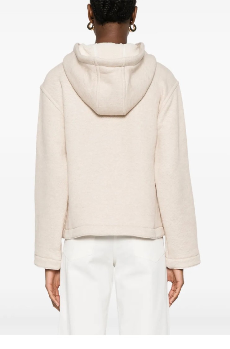 Max Mara Cropped Relaxed-fit Hoodie With Embroidered Logo In Neutral