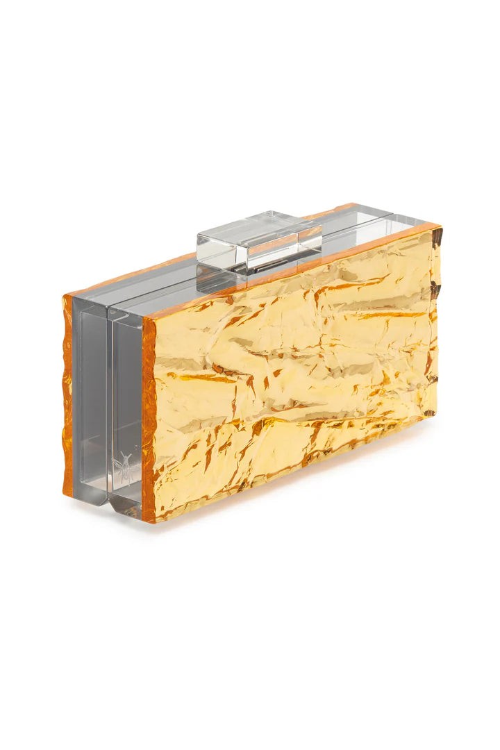L'afshar Lafshar Gold Crushed Ice Classic Clutc