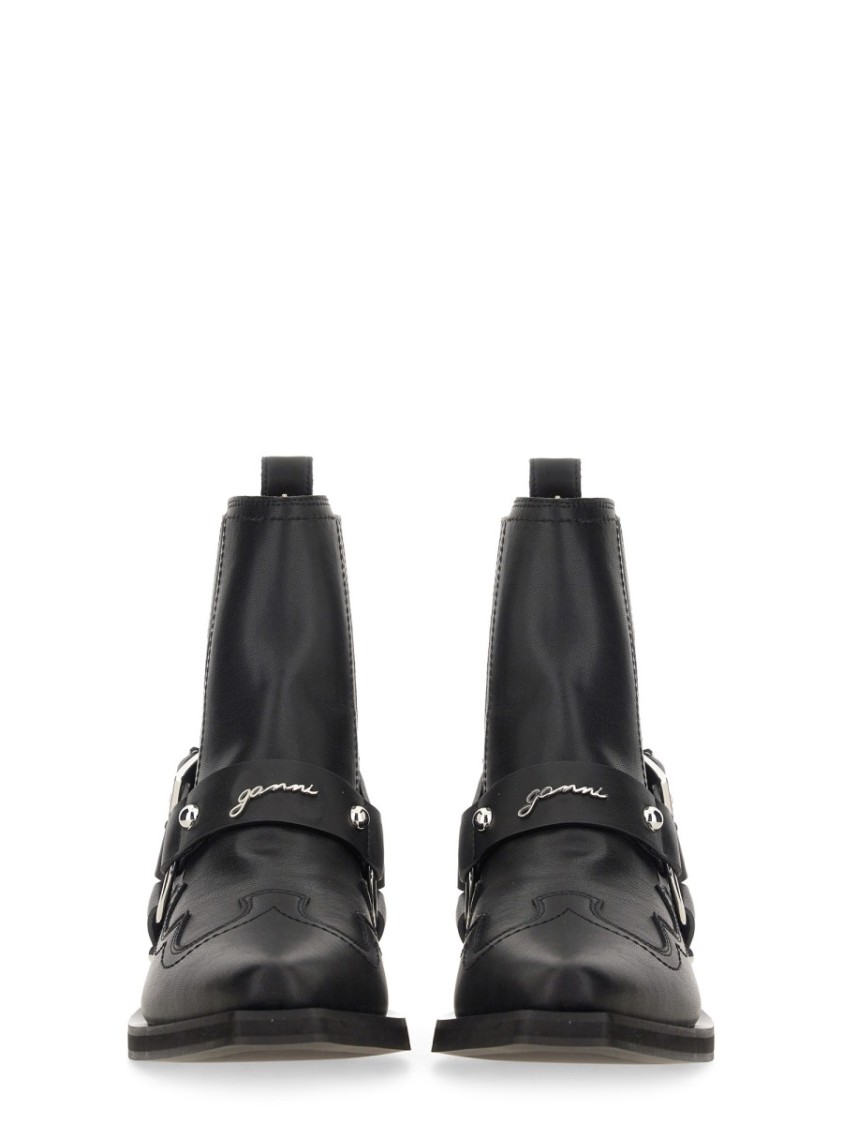 Ganni Woman Ankle Boots Black Size 8 Textile Fibers In Black