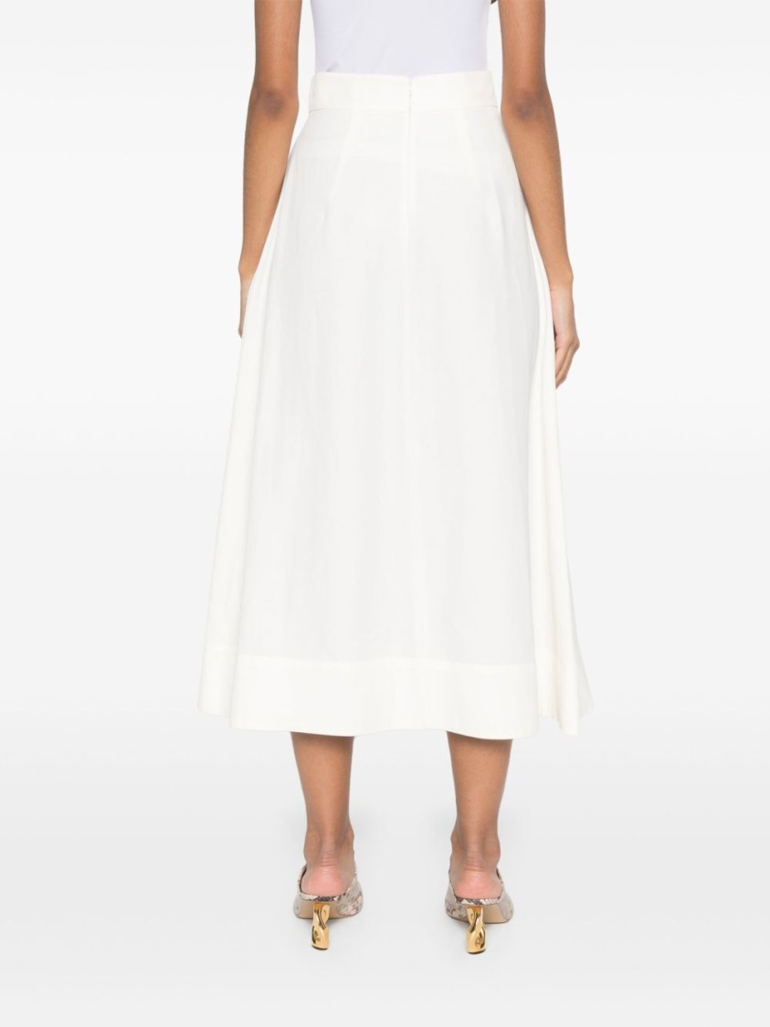 Shop P.a.r.o.s.h Parosh Flared White Linen Blend Raisa Skirt