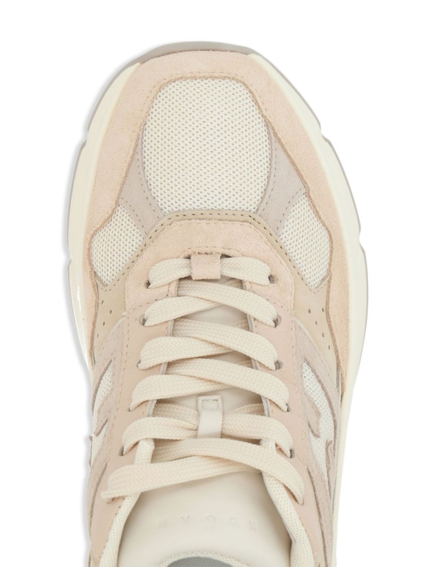 Hogan Leather Sneakers With Chunky Rubber Sole In Neutrals