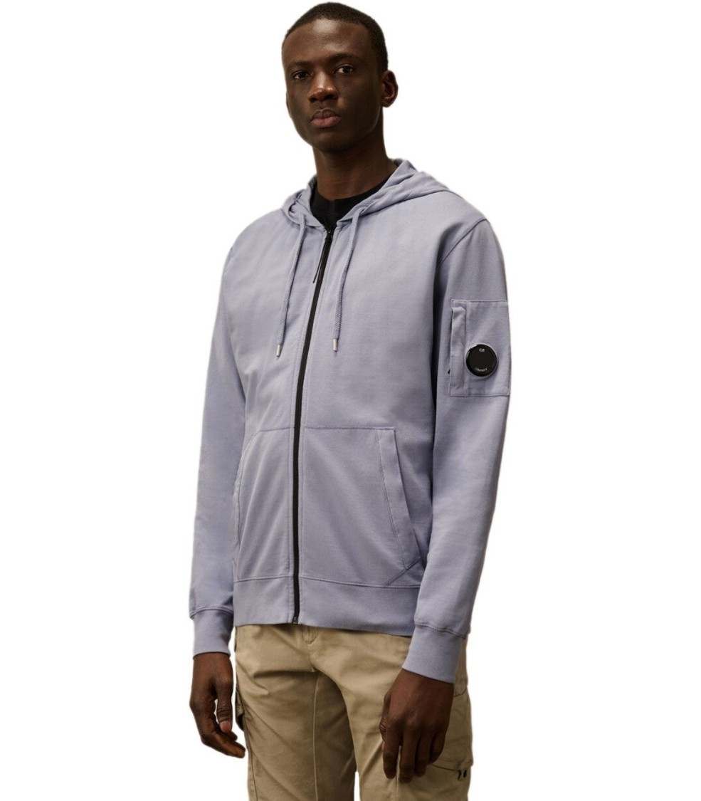 C.p. Company Light Fleece Full Zip Hooded Sweatshirt In Purple
