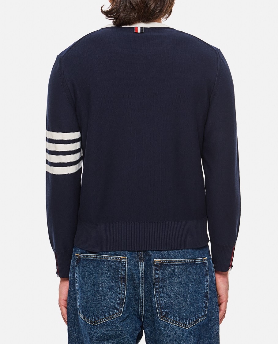Thom Browne Navy Blue Doggy Crewneck Sweater In Blue