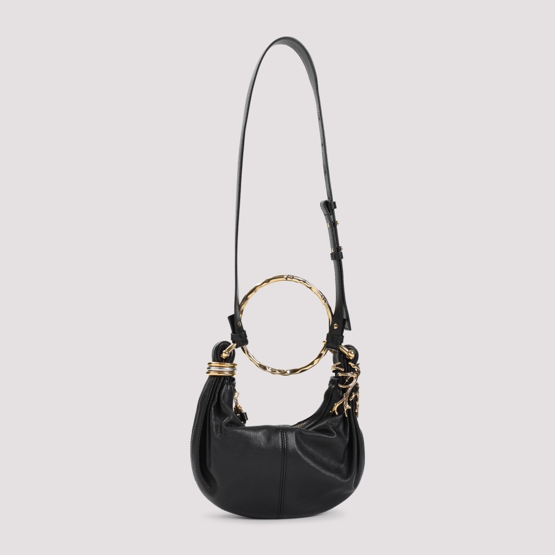 Chloé Mini Bracelet Black Buffalo Leather Handbag In Black