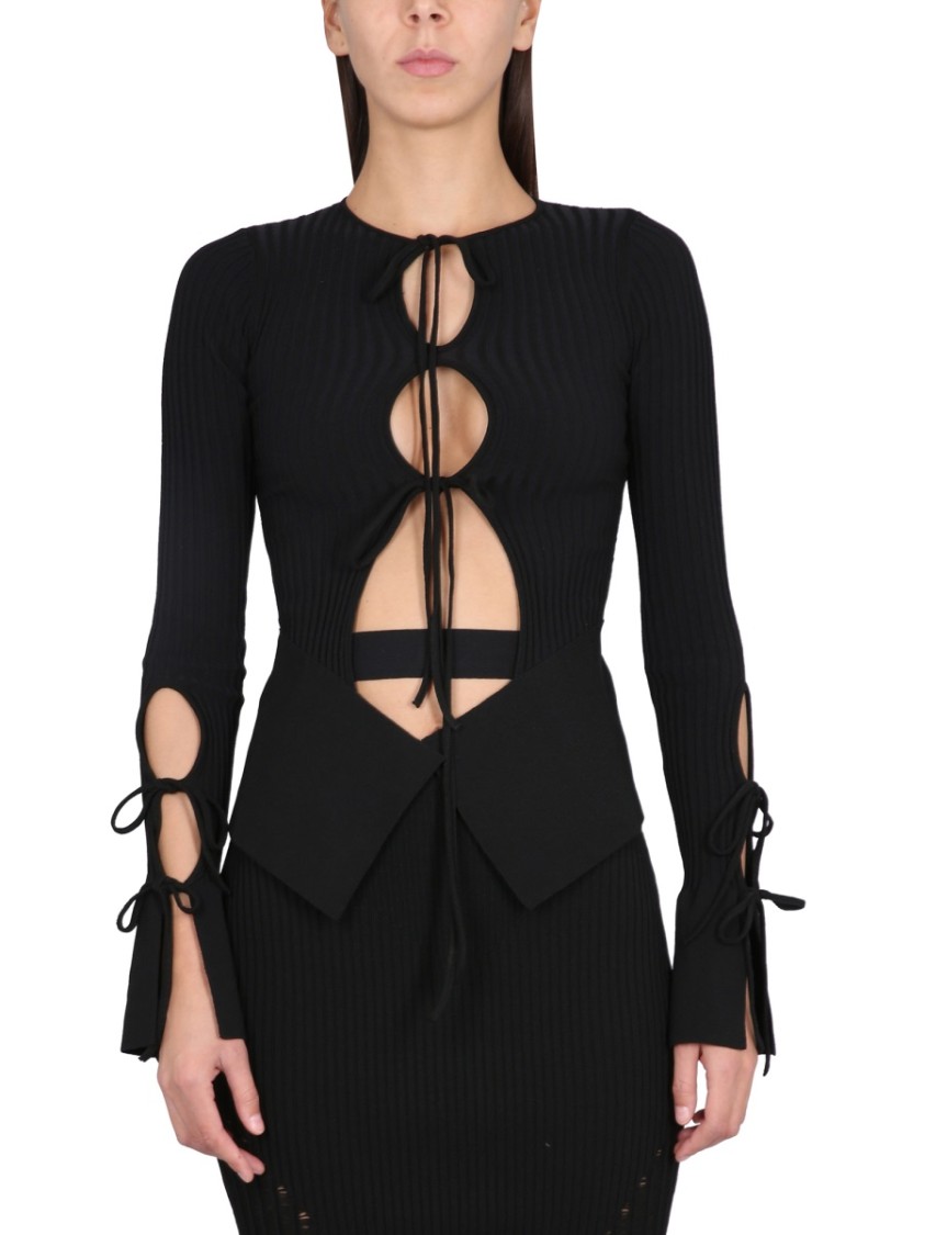 Andreädamo Andreâdamo Fitted Black Knitted Cardigan