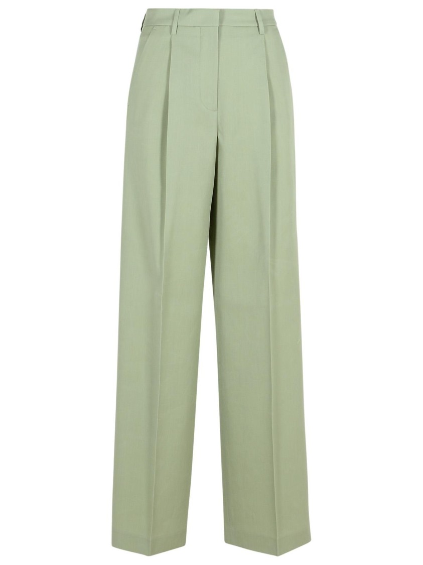 Golden Goose Tailored Trousers With Belt Loops And Pockets In Green