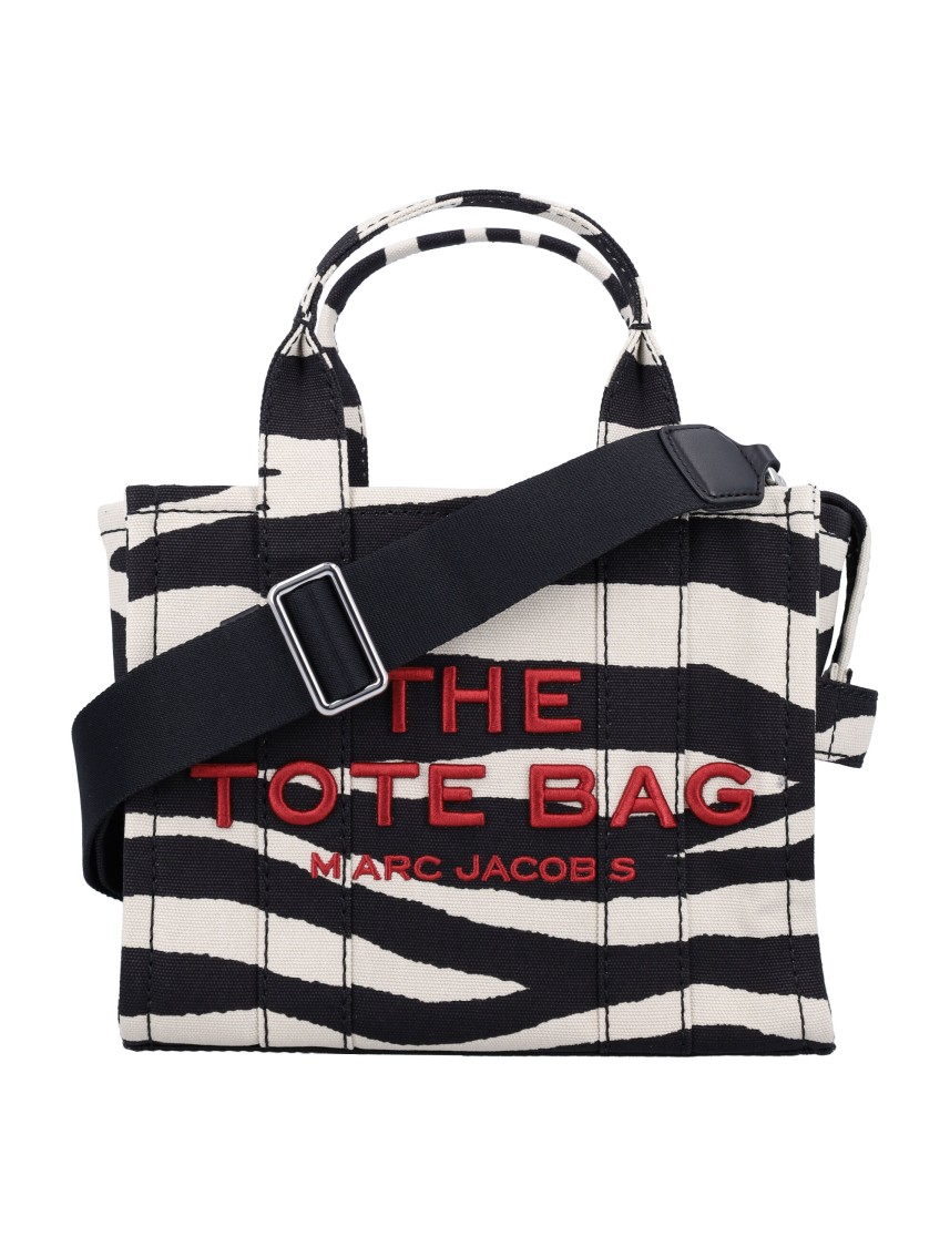 Marc Jacobs Zebra Canvas Small Tote Bag In Black