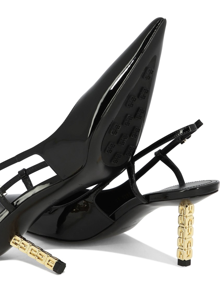 Givenchy Black Patent Slingback Pumps In Black