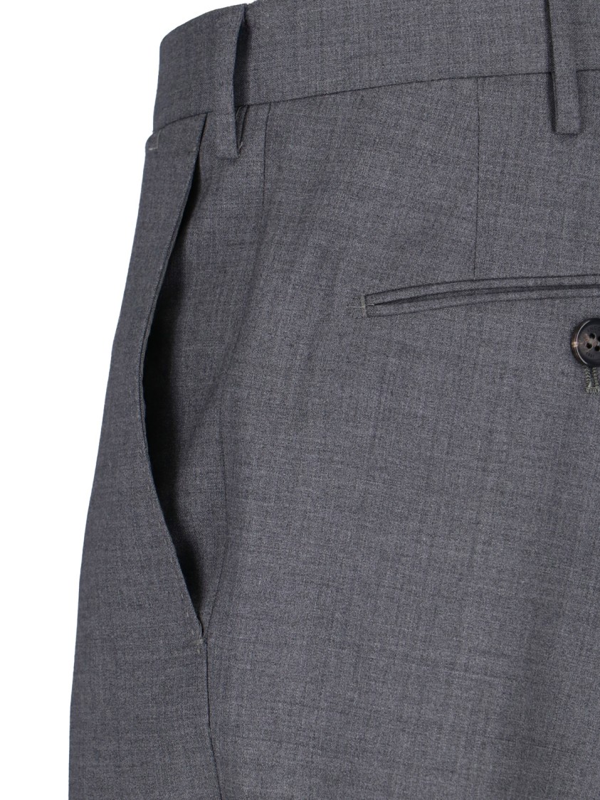 Incotex High-waisted Virgin Wool Chino Pants In Grey