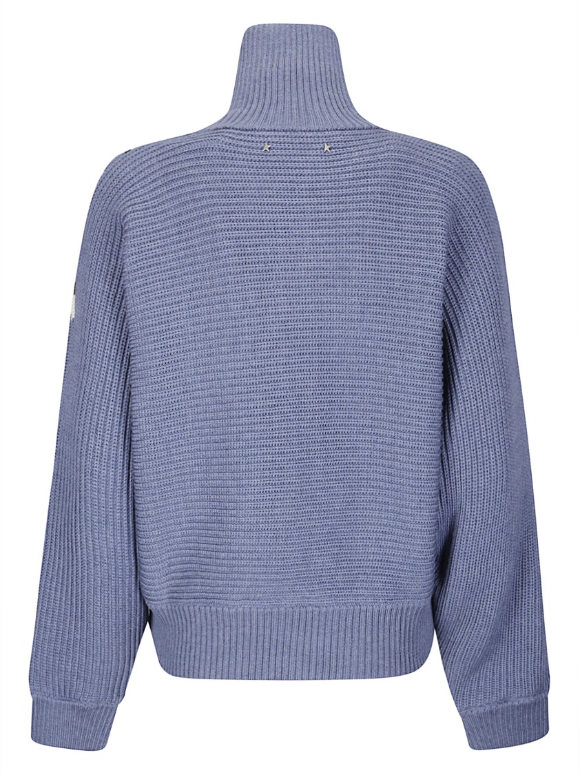 Golden Goose Journey Ws Full Zip Odilia Knit Jacquard V Style In Blue