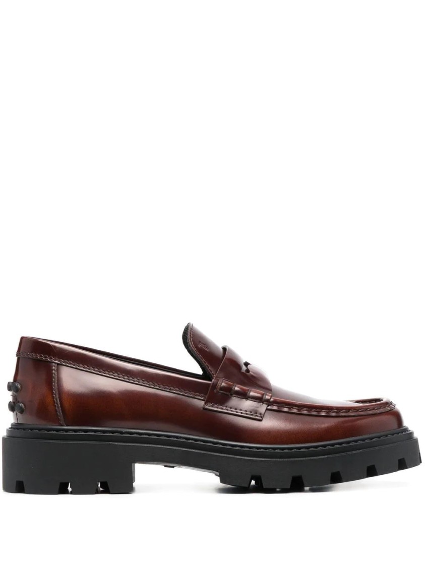 Tod's Gomma Pesante Loafers In Brown