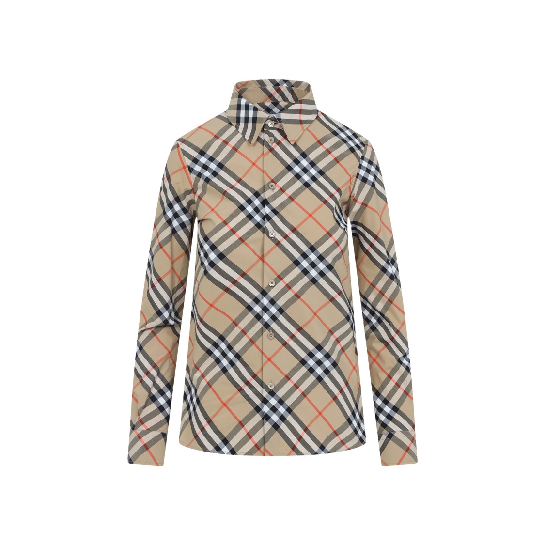 Shop Burberry Classic Plaid Cotton Shirt With Structured Collar In Neutrals