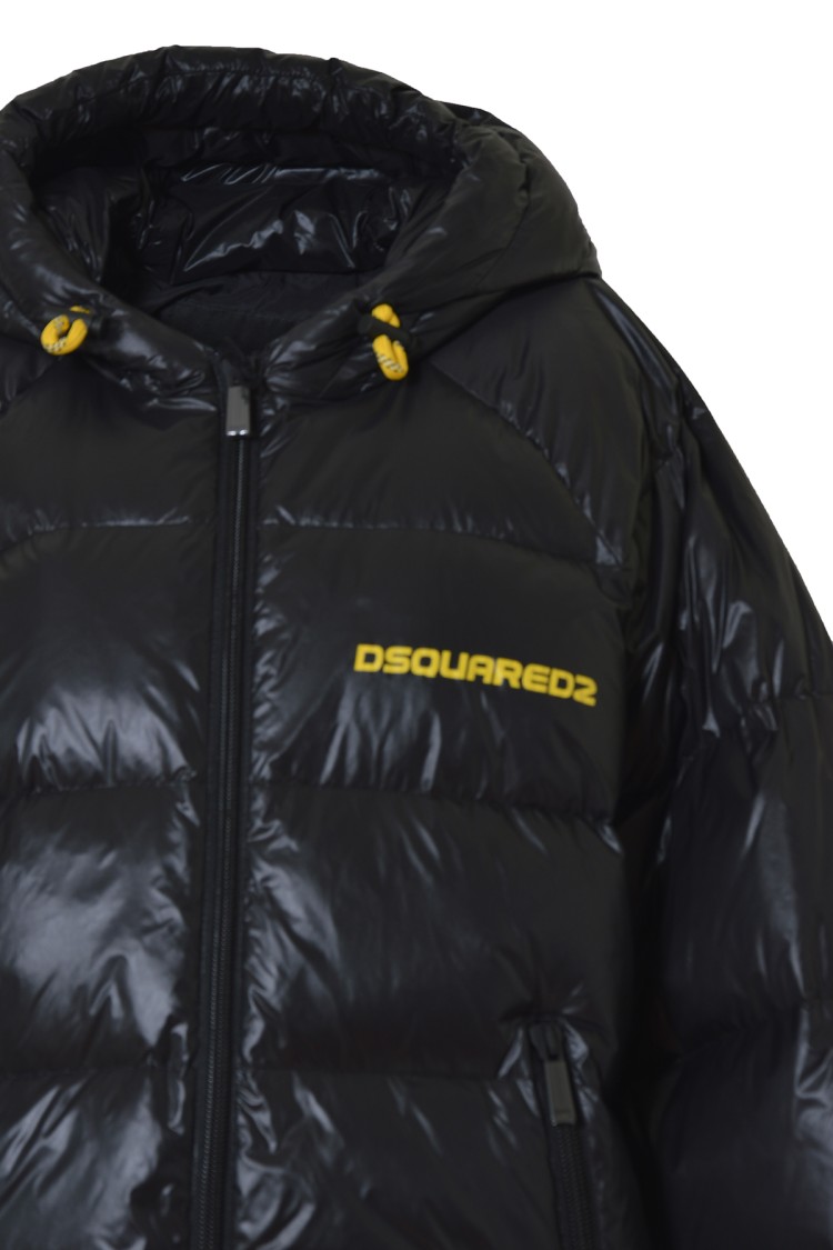 Dsquared2 Crest Down Jacket In Black Nylon In Black