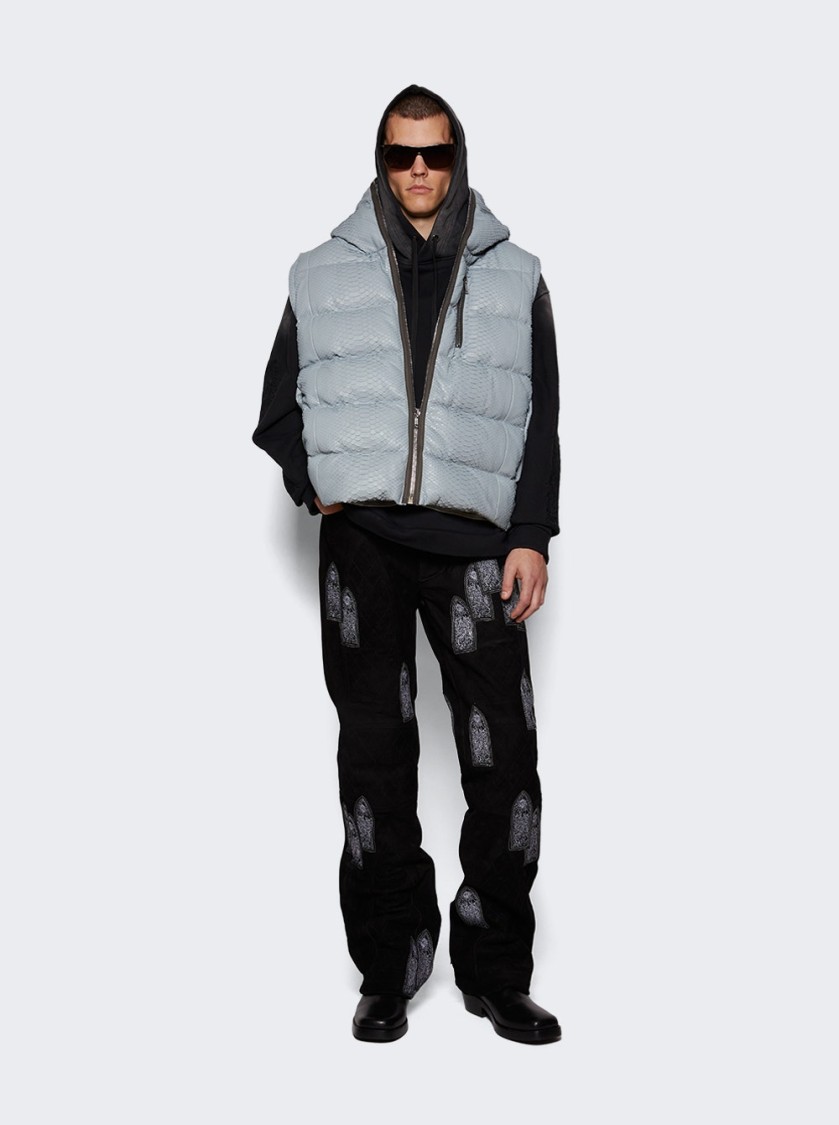 Shop Rick Owens Giacca Piumino In Pitone Senza Maniche - Sealed Vest Pale Blue