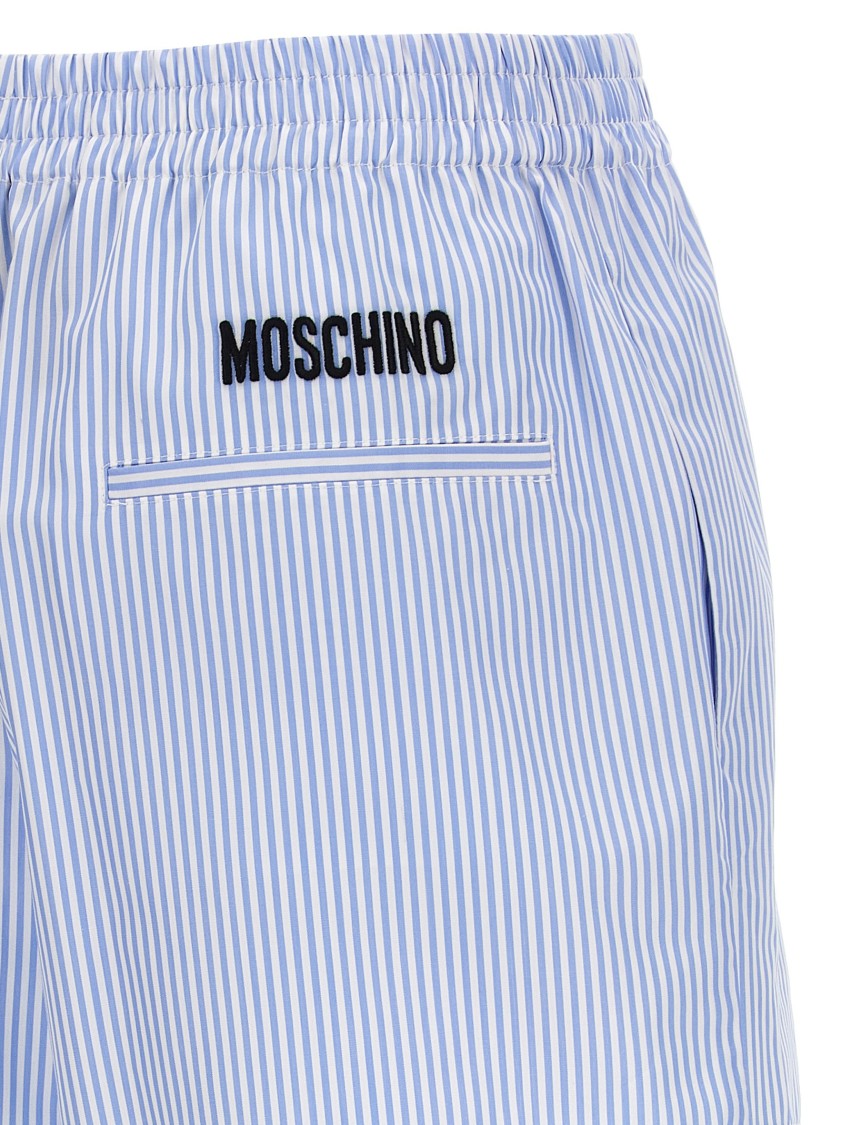 Moschino Striped Cotton Poplin Boxer Shorts In Blue