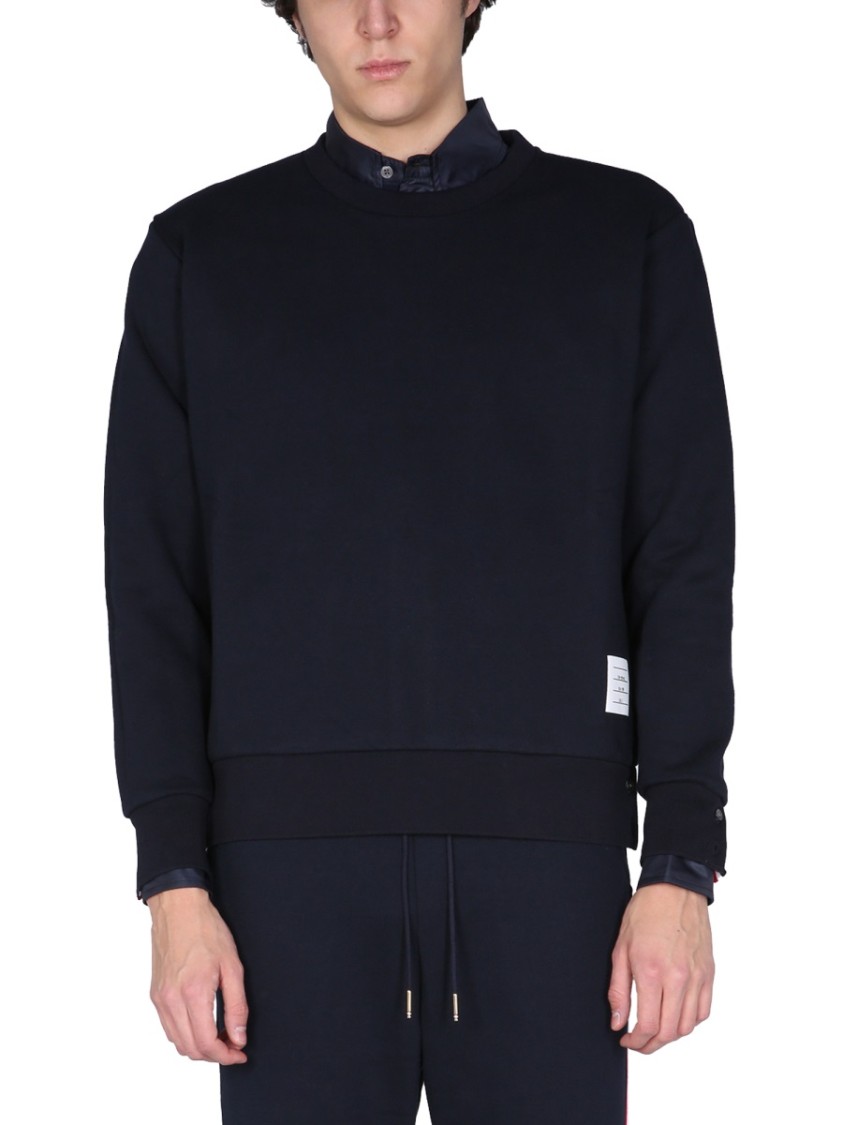 Thom Browne Tricolor Intarsia Design Cotton Sweatshirt In Blue