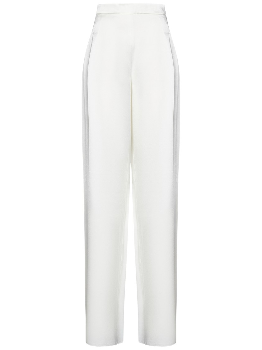 Max Mara Sleek White Trousers With Tailored High Waist In White