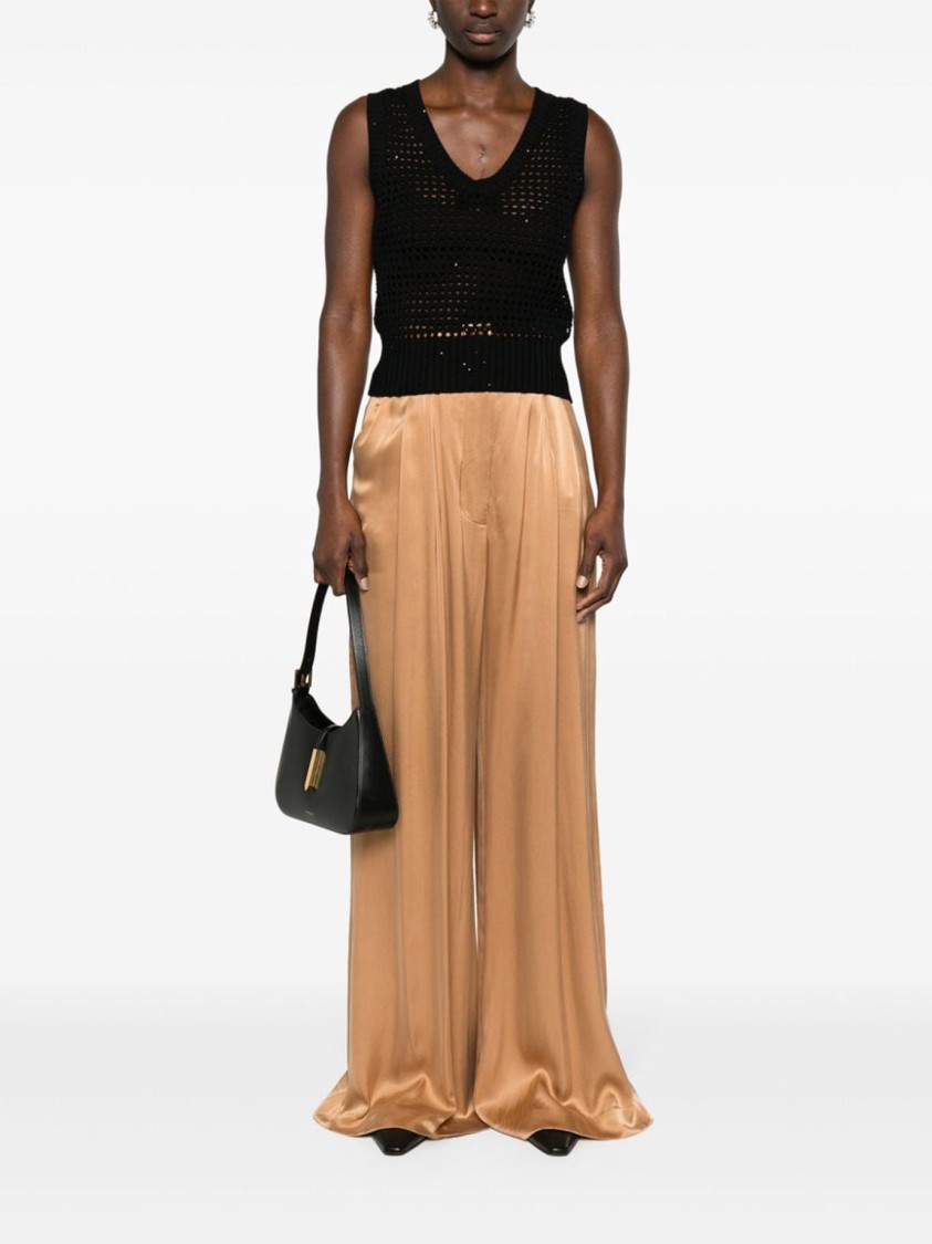 Brunello Cucinelli Black Sleeveless Top With Deep V-neckline In Black