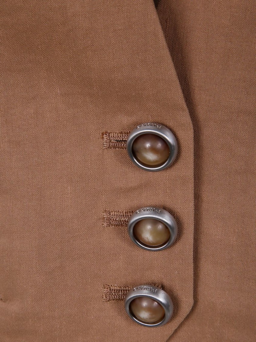 Pinko Tailored Brown Vest With V-neckline And Button Detail In Brown