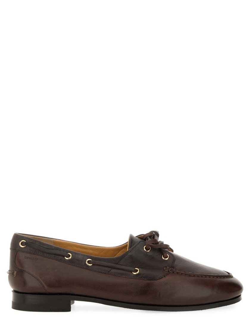Bally Apron Toe Stacked Heel Loafers With Eyelet Detailing