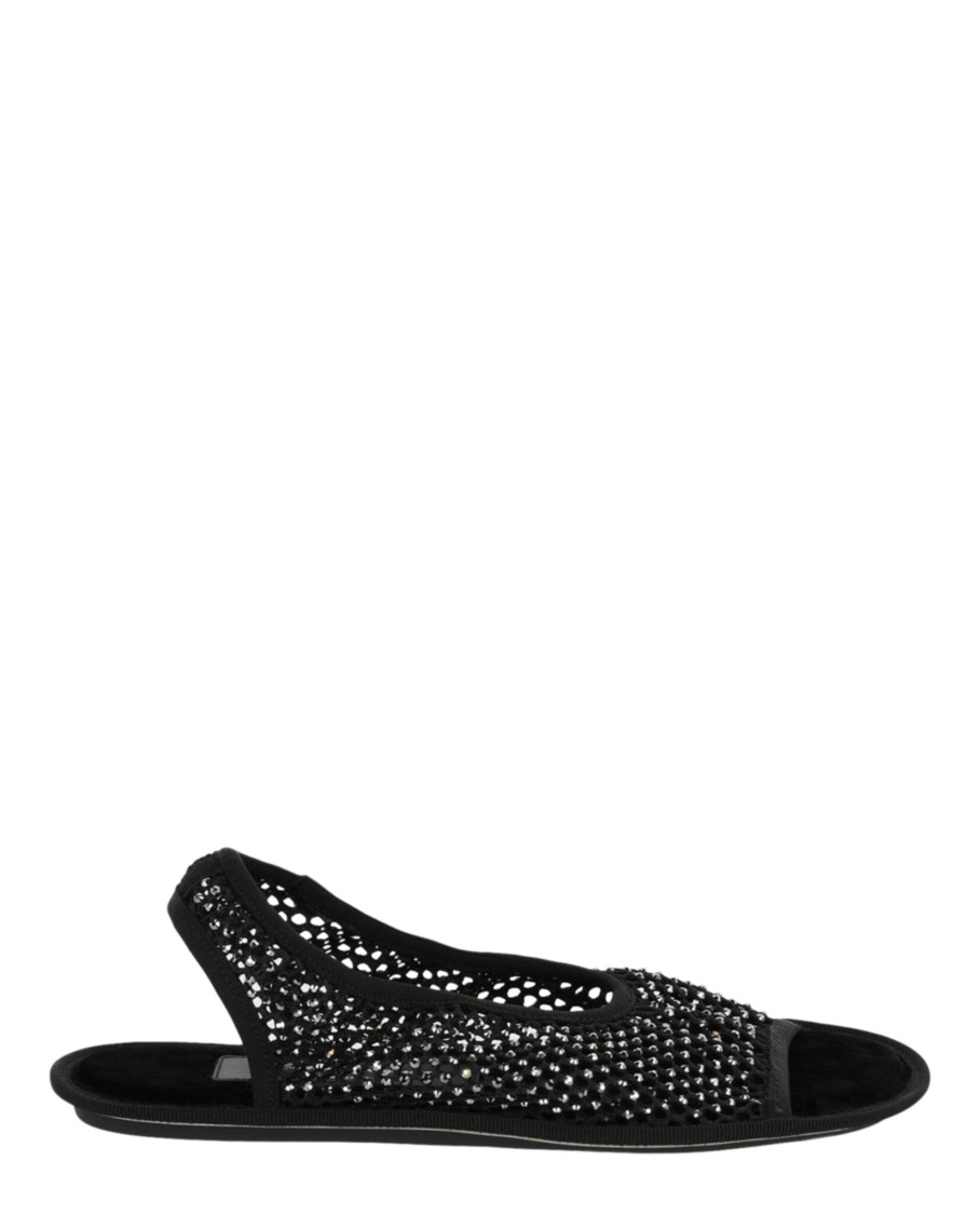 Ferragamo Anio Crystal Embellished Slingback Sandals In Black