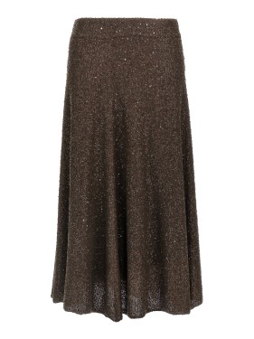 スカート Brunello Cucinelli Flowing Brown Maxi Skirt With Minimalist Brunello Cucinelli Flowing Brown Skirt With Minimalist