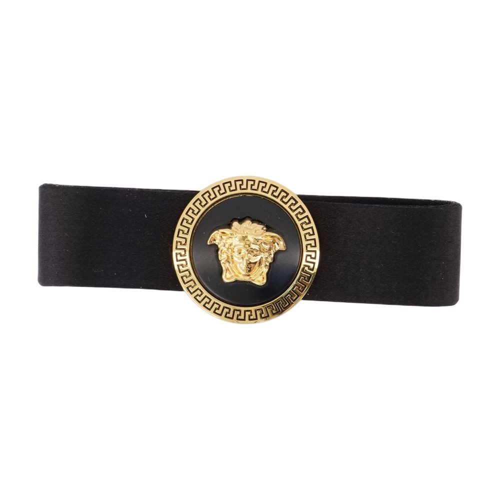 Versace Medusa Hair Clips - Silk - Black/gold In Black