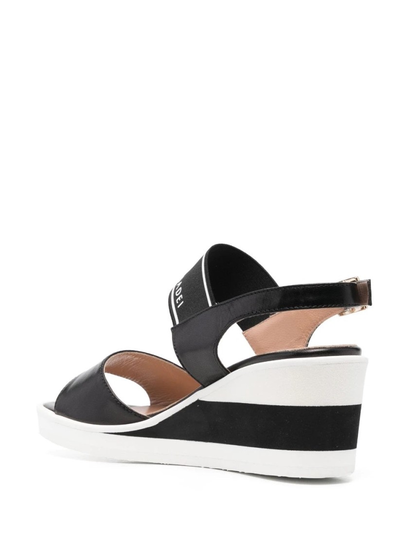 Casadei Open Toe Wedge Sandals With Ankle Strap In White