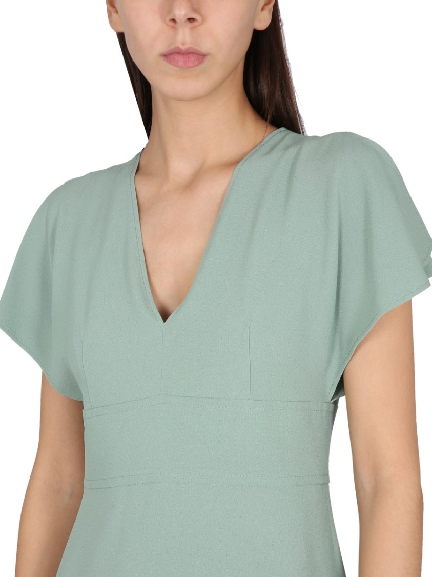 Shop Hugo Boss Boss V-neck Dress In Green