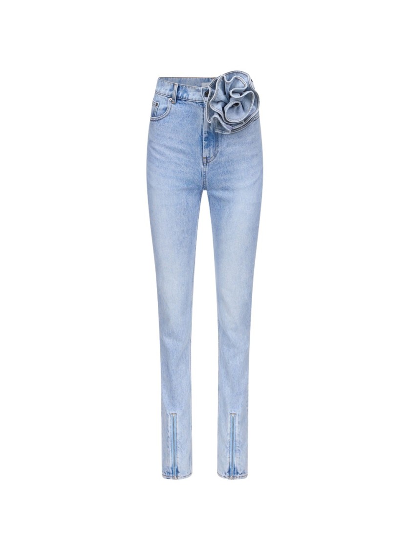 AREA AREA FLOWER CORSAGE ANKLE ZIP JEAN SUPER LIGHT WASH