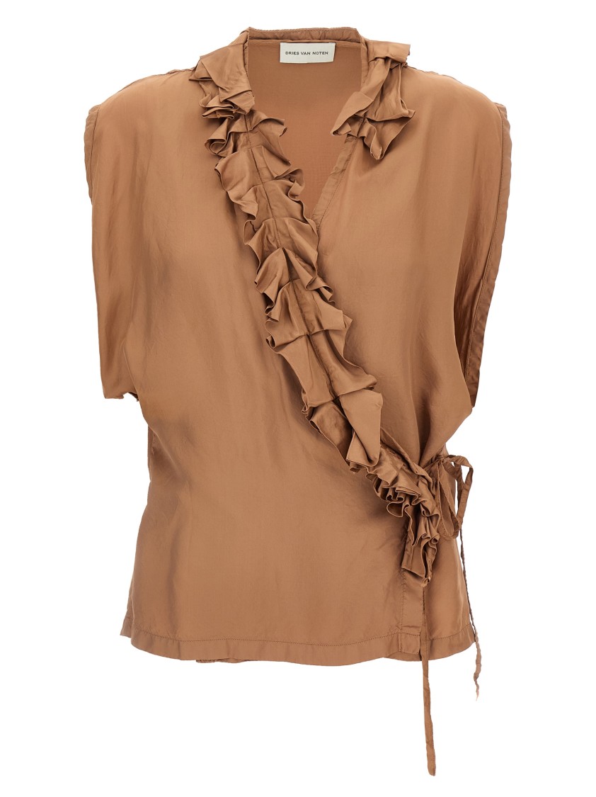 Dries Van Noten Brown Clematis Top In Brown