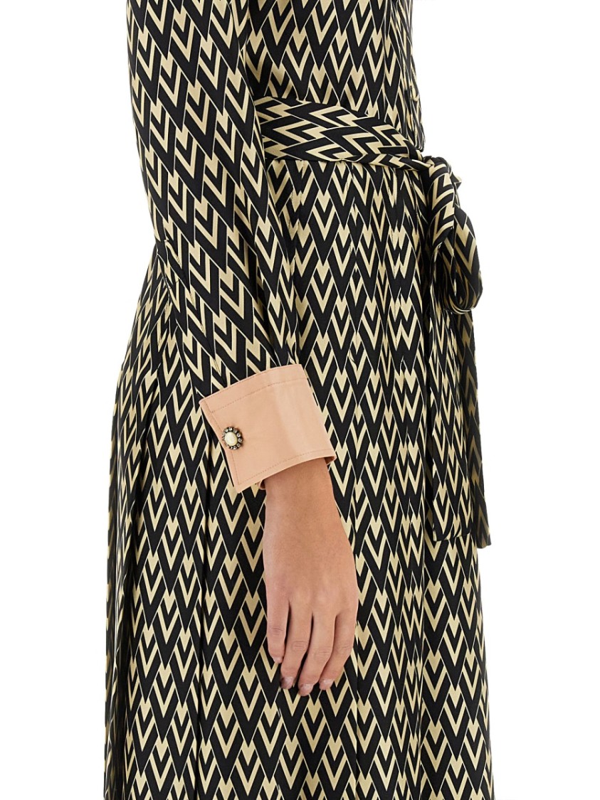 Valentino Toute La V Twill Midi Dress In Black