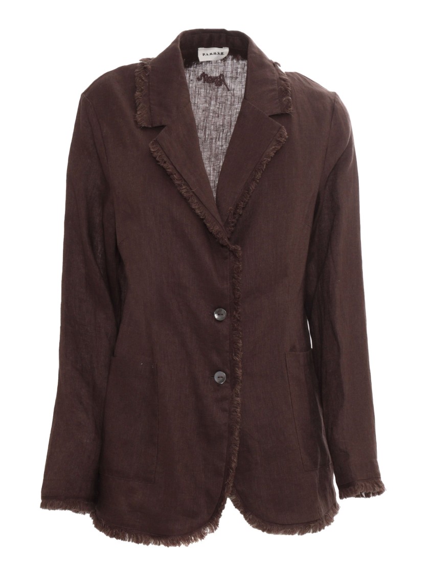 P.a.r.o.s.h . Linen Blazer Jacket With Frayed Edges