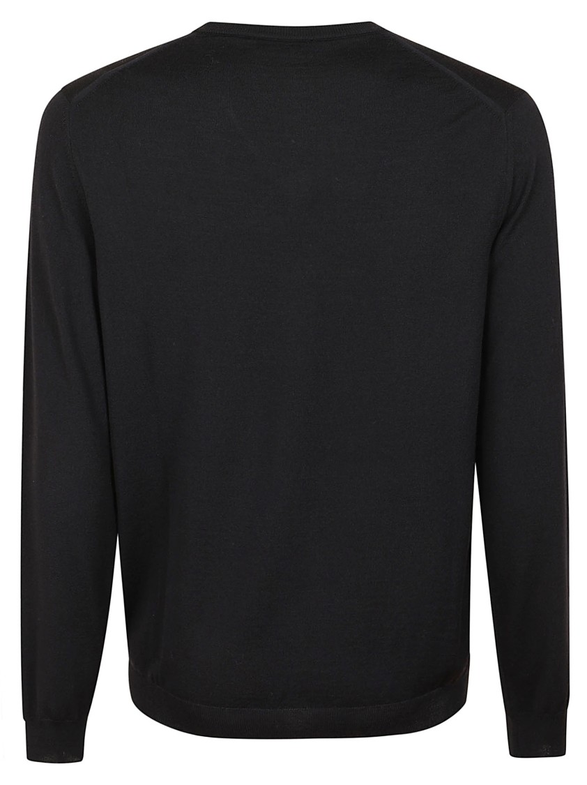 Zanone Minimalist V-neck Wool Sweater With Relaxed Fit In Black