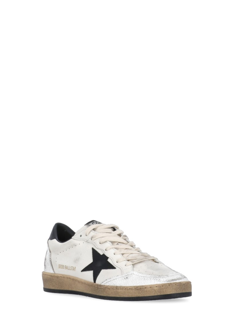 Golden Goose Women's Ball Star Sneakers In White Nappa Leather With Black Leather Star And Heel Tab In White