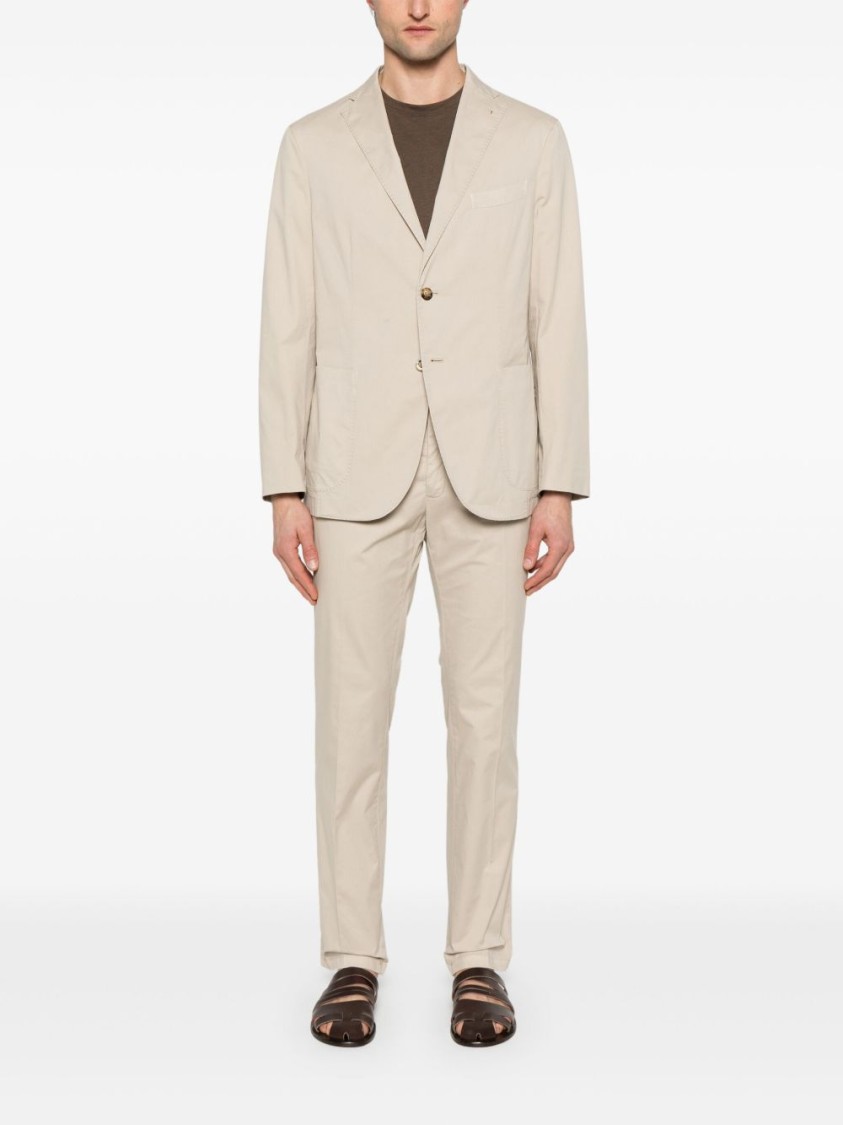 Boglioli Beige Cotton Suit With Concealed Front Fastening In Neutrals