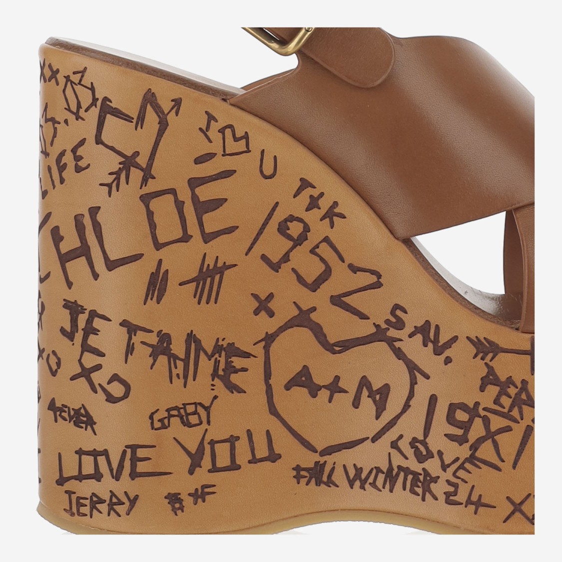 Shop Chloé Maxime Wedge Sandals In Brown