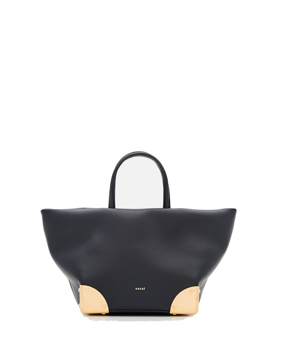 Shop Sacai Corner Metal Tote Small In Black