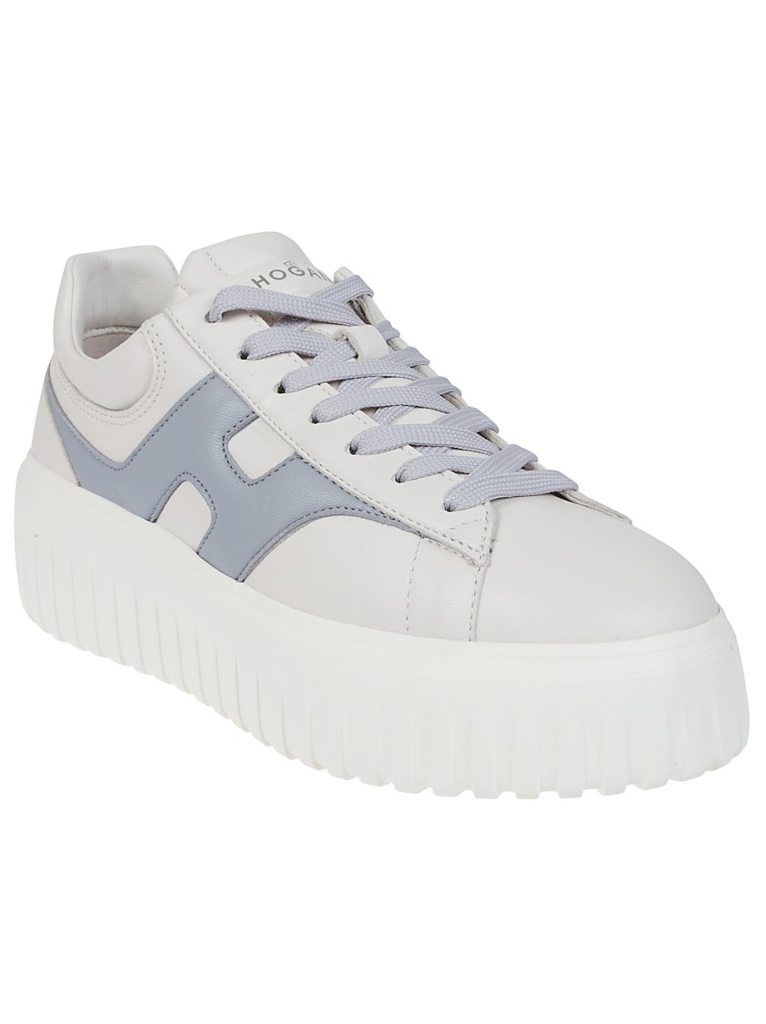 Hogan H645 Leather Sneakers With Platform Sole In White